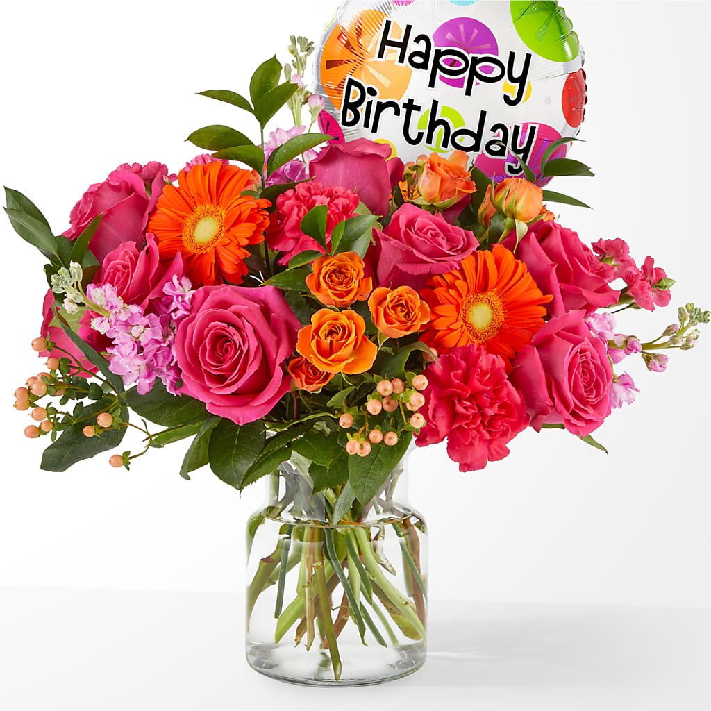 Fiesta Bouquet with Birthday Balloon – MOLLY'S FLORIST, Mullins SC