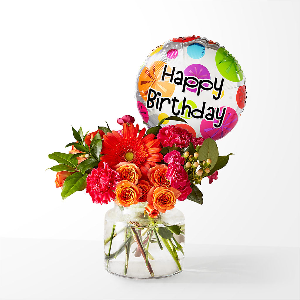 Fiesta Bouquet with Birthday Balloon – MOLLY'S FLORIST, Mullins SC