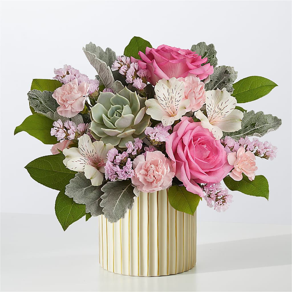 Dusty Rose Bouquet with Ivory Vase – MOLLY'S FLORIST, Mullins SC